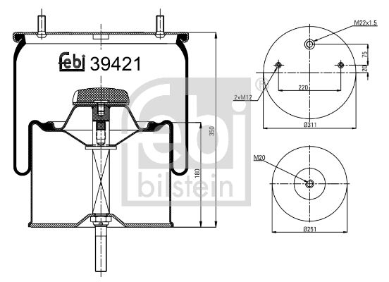 FEBI BILSTEIN dėklas, pneumatinė pakaba 39421